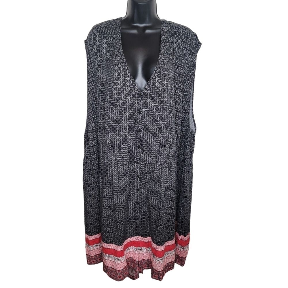 Torrid Border Print Challis Button Front Romper 6… - image 2